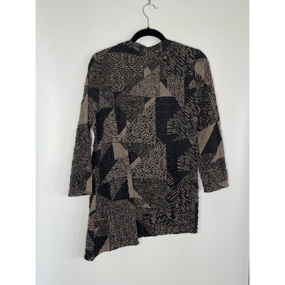 Habitat Lagenlook Black Brown Button Front Long Sleeve Tunic Size Small - Picture 8 of 9